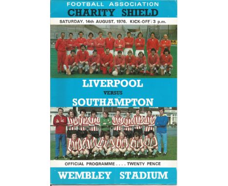 Football Liverpool v Southampton vintage programme Charity Shield Wembley Stadium 14th August 1976. Good condition Est. 