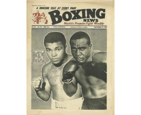 Boxing News vintage newspaper 13th November 1964 signed on the front by Muhammad Ali with inscription. Good condition Est. 