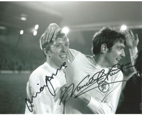 Football Mick Jones and Norman Hunter 8x10 signed b/w photo pictured while playing for Leeds Uniteds legendary side of the se