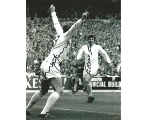 Football Mick Jones and Eddie Gray 10x8 signed b/w photo pictured playing for legendary Leeds United side of the Seventies. G