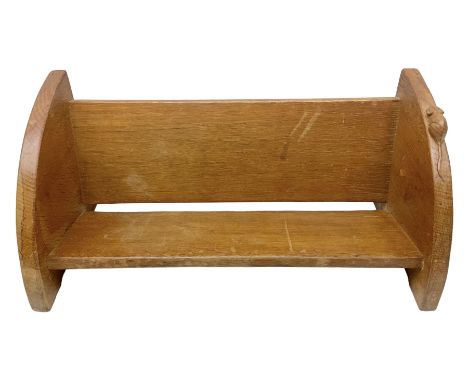 'Mouseman' oak book trough with carved mouse signature, by Robert Thompson of Kilburn