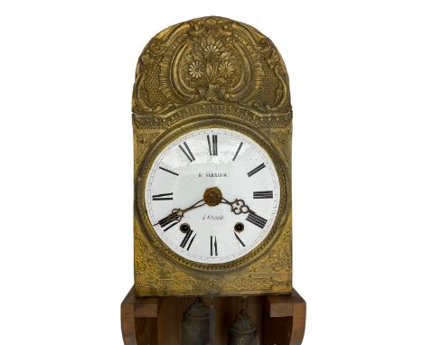 D.Sarrayol - 19th century French 8-day Morbier or Comptoise clock, mounted on a wooden wall bracket with an enclosed movement