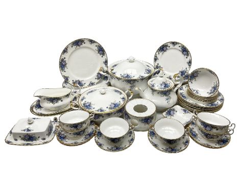 Royal Albert Moonlight Rose pattern dinner service for six, to include, dinner plates, bowls, soup bowls, twin handled soup b