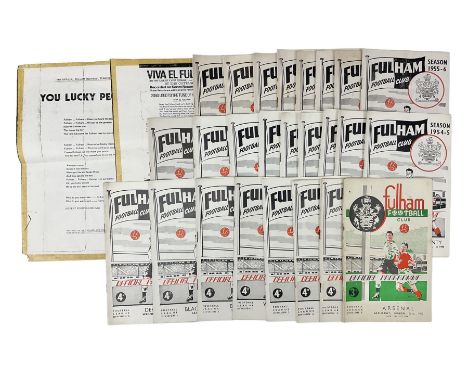 Fulham F.C. programmes - twenty-seven home matches 1949/50 - 1957/58; and two photocopies of memorabilia itemsCondition Repor