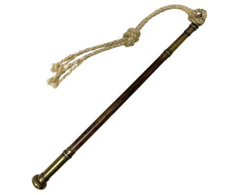 19th Century tipstaff, with brass finial and hardwood handle, L48cm