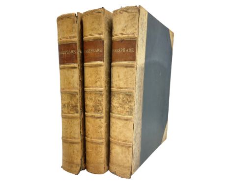 The Library Shakspeare Illustrated by Sir John Gilbert, George Cruikshank and R. Dudley with laid-in colour plates, three vol