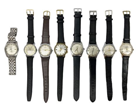Eight manual wind wristwatches including Baume, Favre-Leuba, Sekonda, Ingersol, Marvin, Smiths, Azhar and LancoCondition Repo