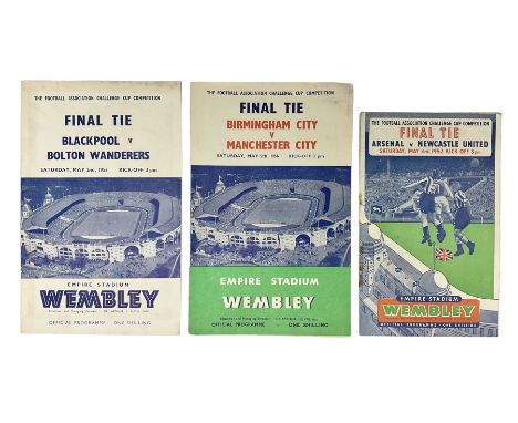 Three F.A. Cup Final programmes at Wembley - 1952 Arsenal v Newcastle United played on May 3rd; 1953 Blackpool v Bolton Wande