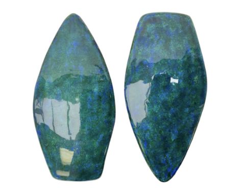 Henry George Murphy (1884-1939), pair of Arts &amp; Crafts enamel panels, of flat topped elliptical form in mottled tones of 