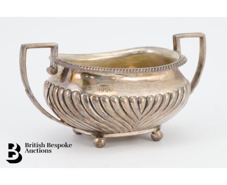 Twin handled Victorian silver sugar bowl, London dated 1883, mm William Hutton &amp; Sons, approx 209 gms.&nbsp;