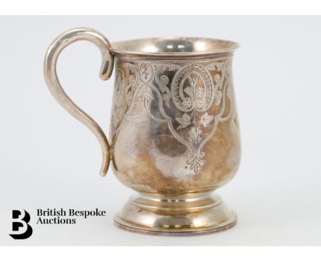 Victorian silver christening mug, Birmingham dated 1885, mm John Newton Mappin & George Webb, approx 92.9 gms   