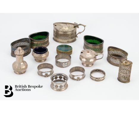 Miscellaneous silver, including four silver salts and a mustard Chester dated 1913 mm Jay, Richard Attenborough Co Ltd (two w