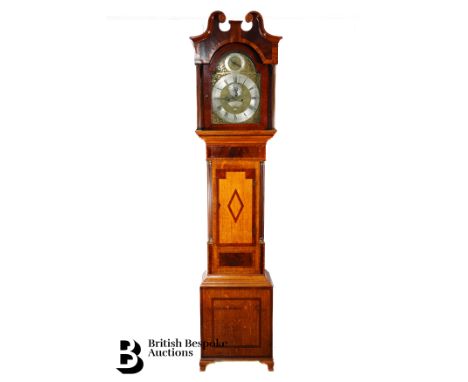 John Harry Pepper (1830-1847) Biggleswade, oak longcase clock, 12" arch brass dial mounted with a silvered chapter ring, bras