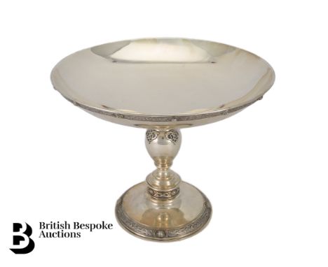 A sterling silver tazza, in the Arts &amp; Crafts manner, London dated 1939, mm likely Wakely &amp; Wheeler, approx 25.5 h x 