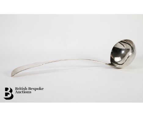 Large George III silver Irish soup ladle, Dublin dated 1810, mm Thomas Townsend, approx 250 gms.  Provenance: Sir John MacDer