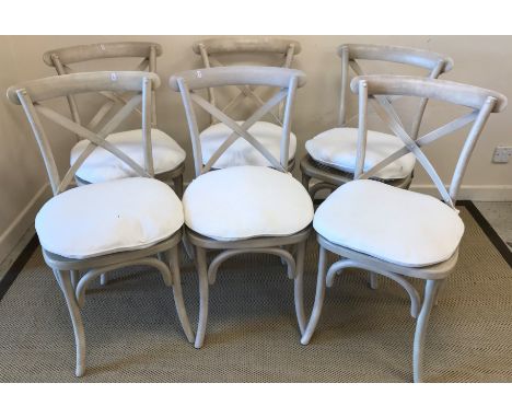 A set of six Oka style bar back Bergère dining chairs with painted grey effect frames CONDITION REPORTS No labels on to say t