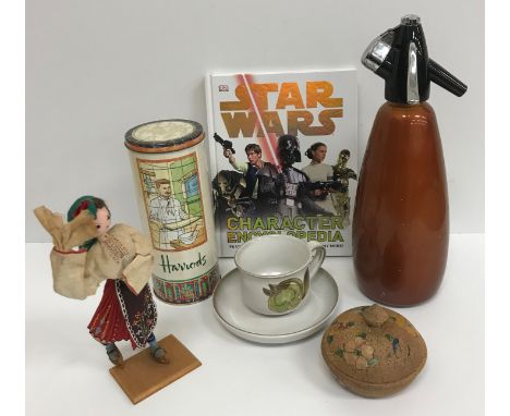 Seven boxes of miscellaneous vintage and other items to include dolls, Denby dinner wares, various tins, childrens books, two