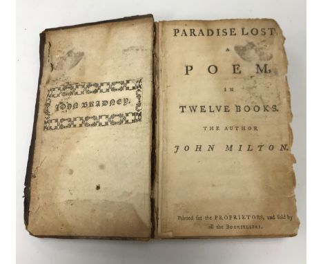 One volume JOHN MILTON "Paradise Lost, A Poem, In Twelve Books", "printed for the proprietors and sold by all the booksellers