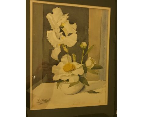 R C TODHUNTER "White rhodedendrons", watercolour study, signed lower right, bears labels verso, 28 cm x 38 cm, together with 