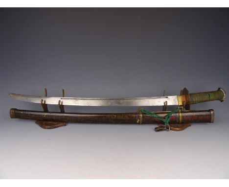 Antique Korean metal sword and scabbard - Marked - Joseon Dynasty. Length 87,5 cm. In good condition. No chips/hairline or re