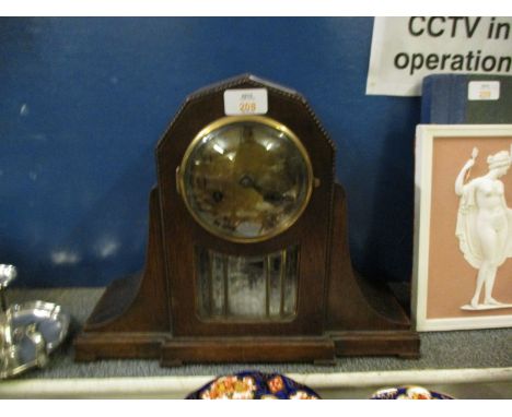 WOODEN CASED MANTEL CLOCK, APPROX 31CM 
