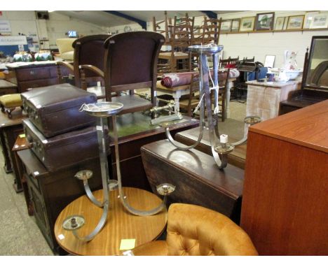 PAIR OF CHROME FINISHED CHANDELIER TYPE LIGHT FITTINGS, HEIGHT APPROX 69CM 
