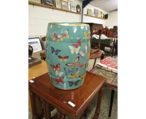 CERAMIC PLANT STAND DECORATED WITH BUTTERFLIES, HEIGHT APPROX 46CM 