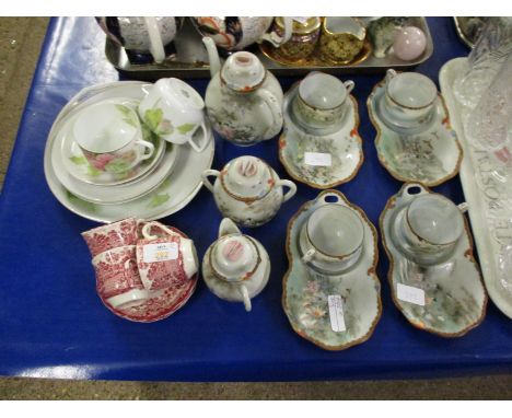 ASSORTED CERAMIC WARES INCLUDING ORIENTAL TEA SET AND EMPIRE CUPS AND SAUCERS, PALLASEY COFFEE CUPS ETC 