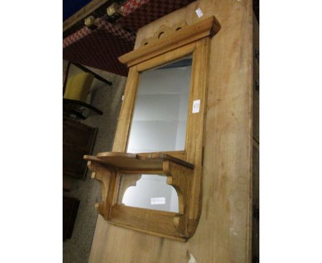 PINE HALL MIRROR WITH SHELF, WIDTH APPROX 41CM 