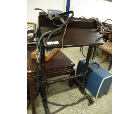PINE FRAMED SADDLE RACK WITH BOBBIN TURNED SUPPORTS AND HARNESSES 