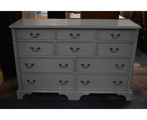 A Modern Painted Chest of Six Short and Four Long Drawers, Bracket Feet, 144cm wide 