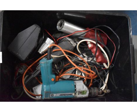 A Box Containing Various Electric Tools (Untested) 