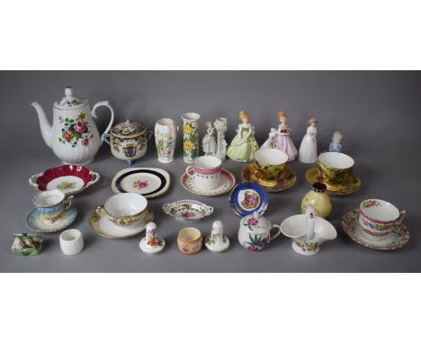 A Collection of Ceramics to include Teapot, Faience Lidded Pot,Fruit Patterns Teacups and Saucers, Noritake Gilt and White Te