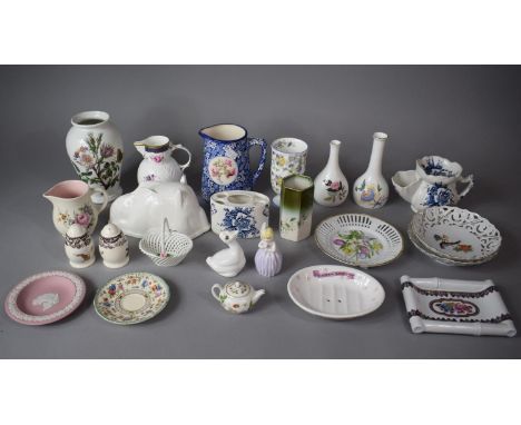 A Collection of Ceramics to include Portmeirion Botanic Garden Vase, Jug, Coalport Mask Head Jug, Coalport Chick Ornament, Ro