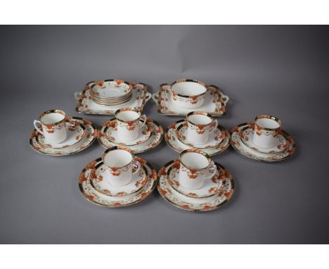 A Edwardian Pattern Teaset by Sutherland Comprising Two Cake Plates, Six Cups, Eleven Saucers, Six Side Plates and a Slop Bow