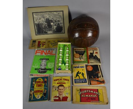 A Collection of Various Football Ephemera to Include Reproduction Manchester Leather Effect Football, Subbuteo Team, Cup Fina