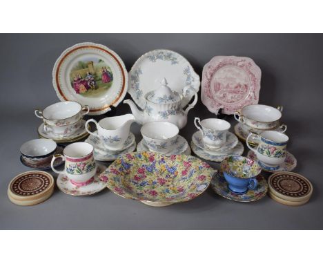 A Collection of Ceramics to include Royal Kent Part Tea Set to comprise Teapot, Saucers, Side Plate, Cake Plate, Cup Sugar Bo