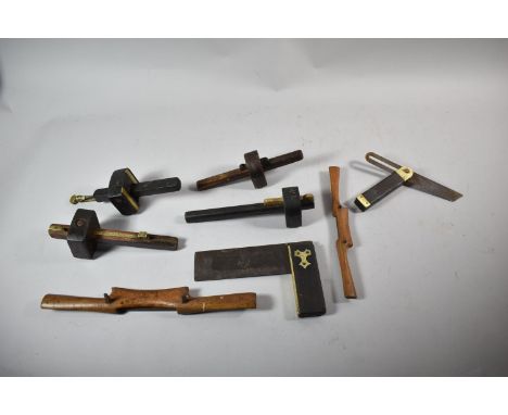 A Collection of Various Vintage Carpenters Scribing Tools, Spoke Shaves, Set Square etc 