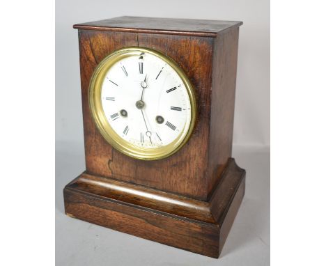 A Late 19th Century Rosewood Cased Mantle Clock in Need of Some Restoration, 22.5cm High 
