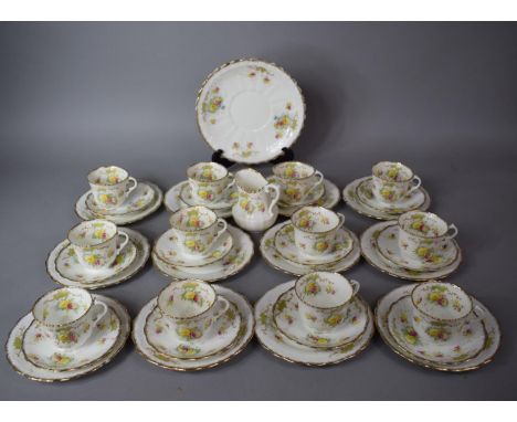 An Edwardian Floral and Gilt Pattern Teaset to comprise Twelve Cups, Milk, Twelve Saucers, Twelve Side Plates, Larger Plates 