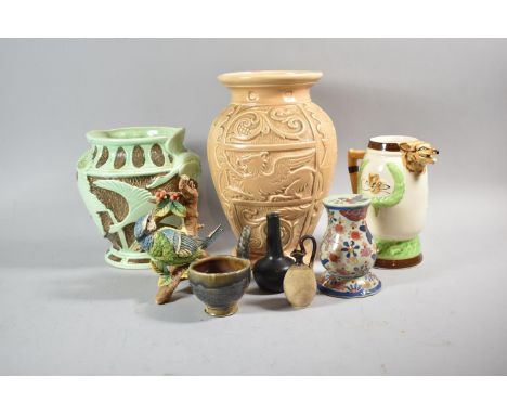 A Collection of Ceramics to include Burleigh Ware Welsh Dragon Vase and Vase of Swans in Flight Together with Hunting Jug, Im