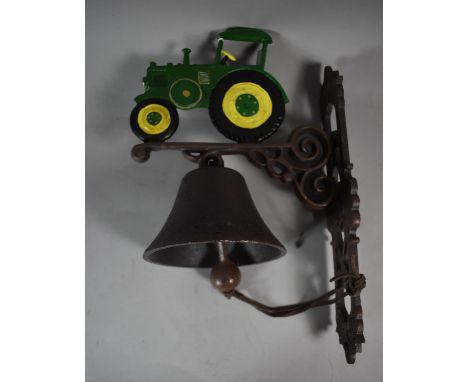 A Reproduction Cast Metal Bell with Tractor Motif, 36cm high, Plus VAT 