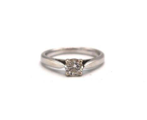 An 18ct white gold and diamond single stone ring - diamond approx 0.4ct - ring size K - weight approx 2.9 grams