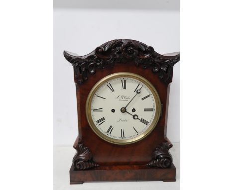 A 19th century bracket clock with a good quality twin fusee movement with drop shoulders, striking on a bell with a painted d