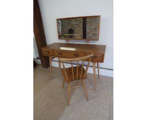 An Ercol dressing table and chair - Width 114cm