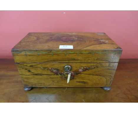 A George IV painted rosewood tea caddy 