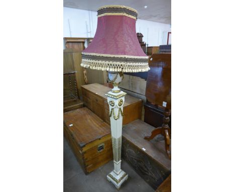 A Neo-Classical style cream and parcel gilt floor standing lamp 