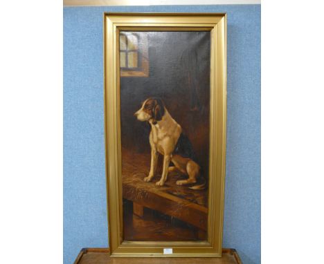 English School (late 19th/early 20th Century), portrait of a hound, oil on canvas, framed 