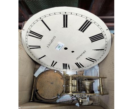A 19th century wall clock by Winters, Stockport, with circular dial, single train fusee movement (no case) The movement and d
