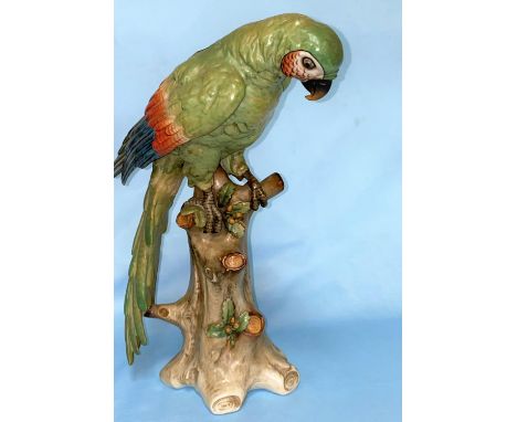 A China group:  parrot on a tree; a Carltonware dish; decorative china 